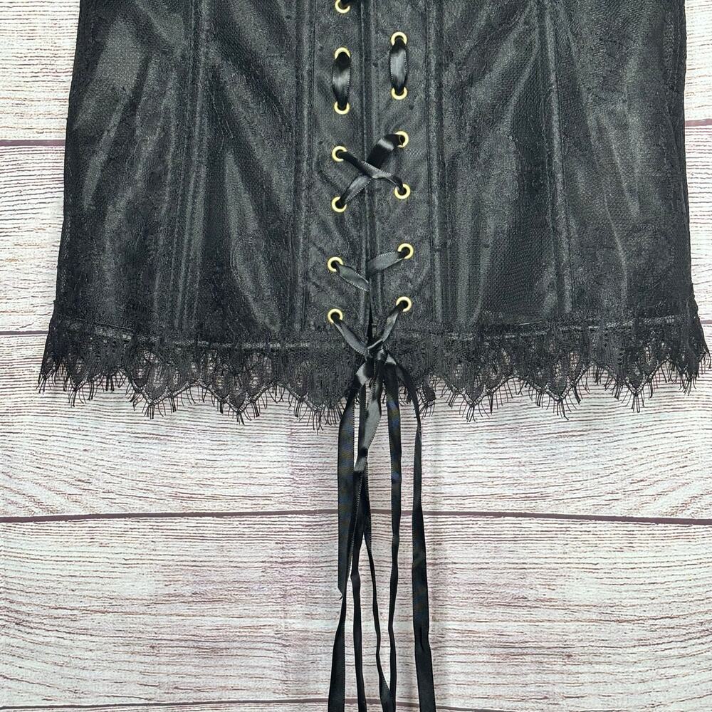 Adore Me Avelle Contour Lace Up Black Ribbon Tie Cosplay Corset New Size Large - Picture 14 of 14